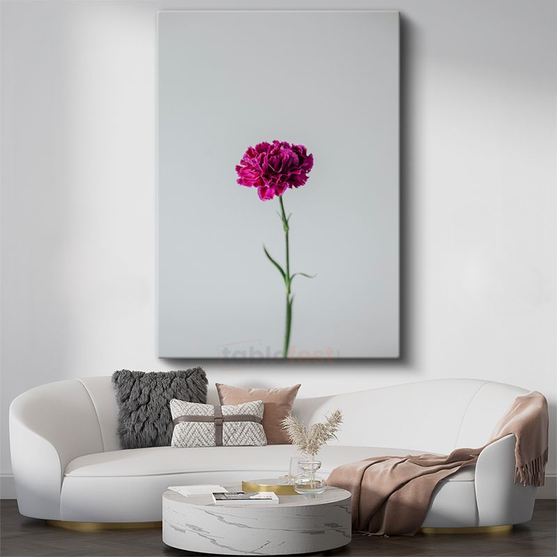Fuşya Karanfil - Minimalist Tekli Çiçek Kanvas Tablo