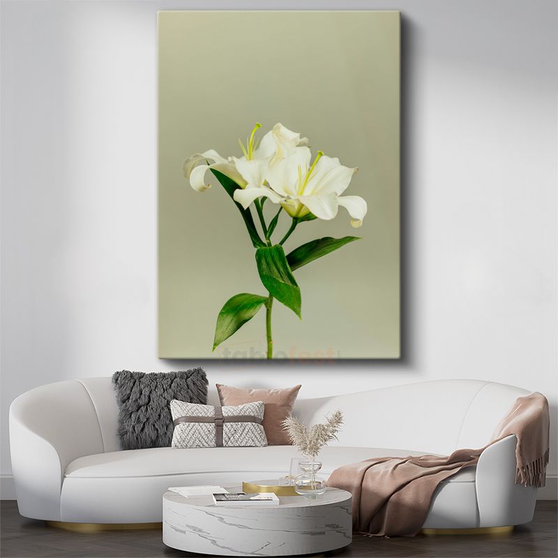 Beyaz Lilyum - Minimalist Çiçek Portresi Kanvas Tablo