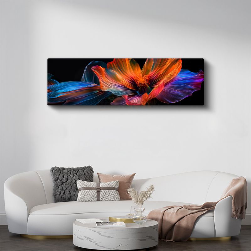 Işıltılı Çiçek - Neon Renkli Dijital Sanat Eseri Çiçek Tasarımı Kanvas Tablo