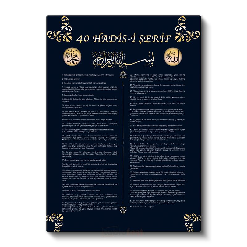 Kırk Hadis - Peygamber Efendimizin Hikmetli Sözleri Kanvas Tablo