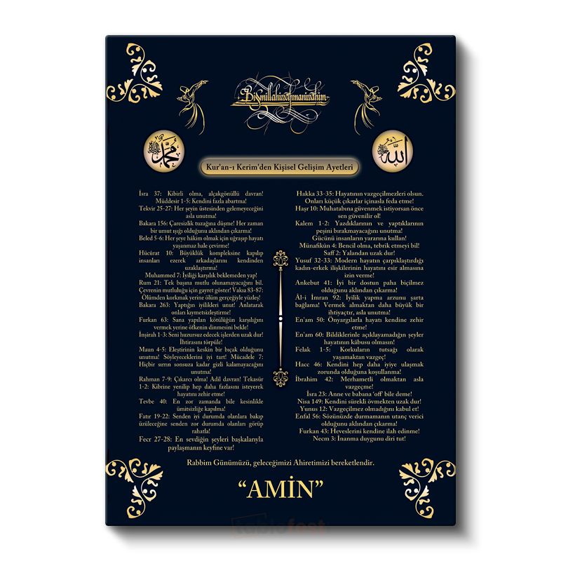 Kur'an-ı Kerim'den Kişisel Gelişim Ayetleri - Manevi Rehberlik Kanvas Tablo