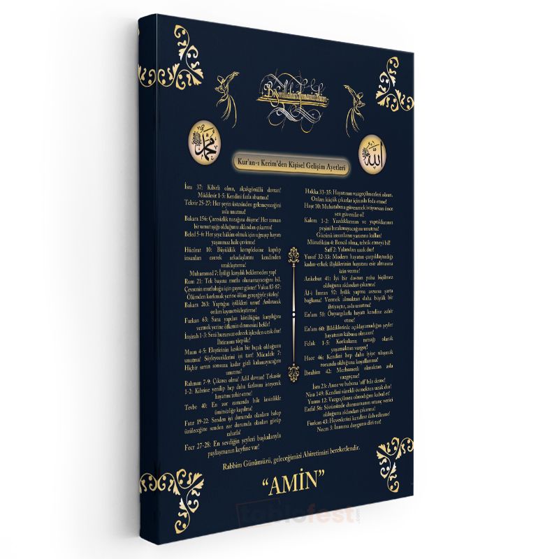 Kur'an-ı Kerim'den Kişisel Gelişim Ayetleri - Manevi Rehberlik Kanvas Tablo