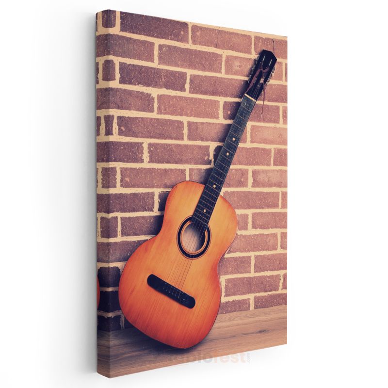 Klasik Gitar - Nostaljik Müzik Aleti Kanvas Tablo