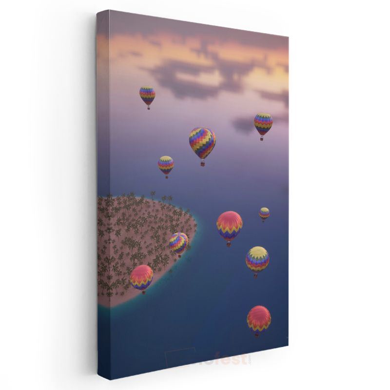 Cennet Adası - Renkli Balonların Dansı Kanvas Tablo