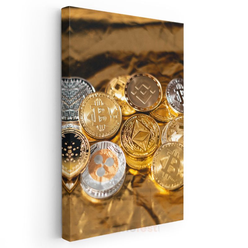 Kripto Paralar - Bitcoin ve Altcoin Koleksiyonu Kanvas Tablo
