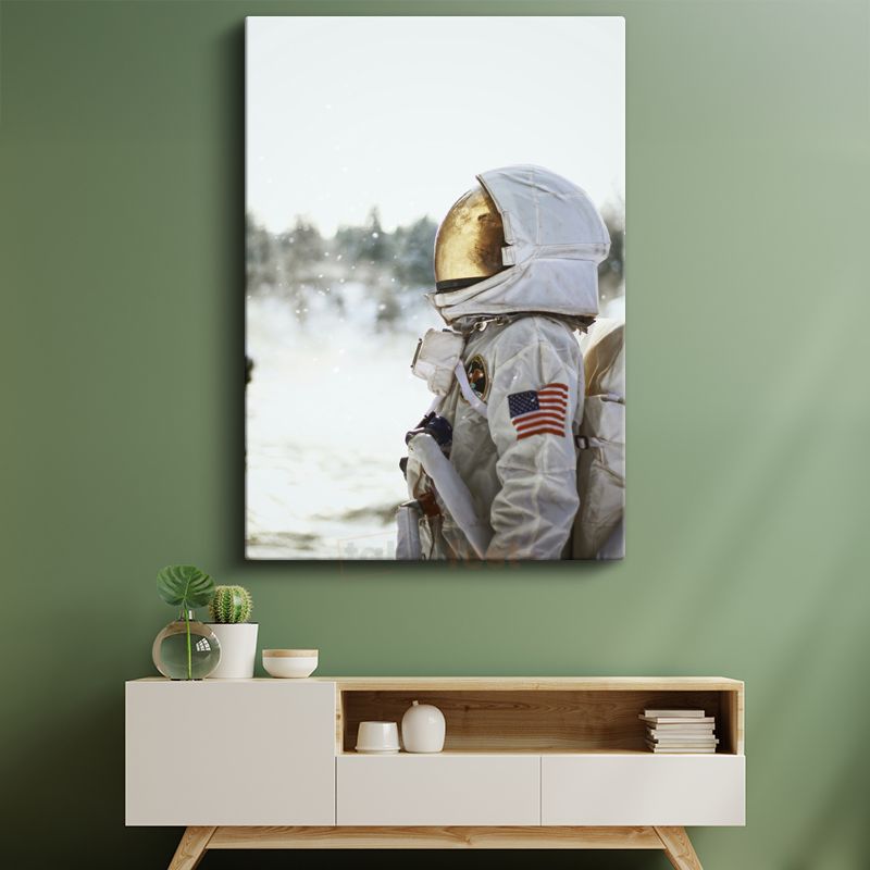 Uzay Kaşifi - Altın Vizörlü Astronot Kanvas Tablo