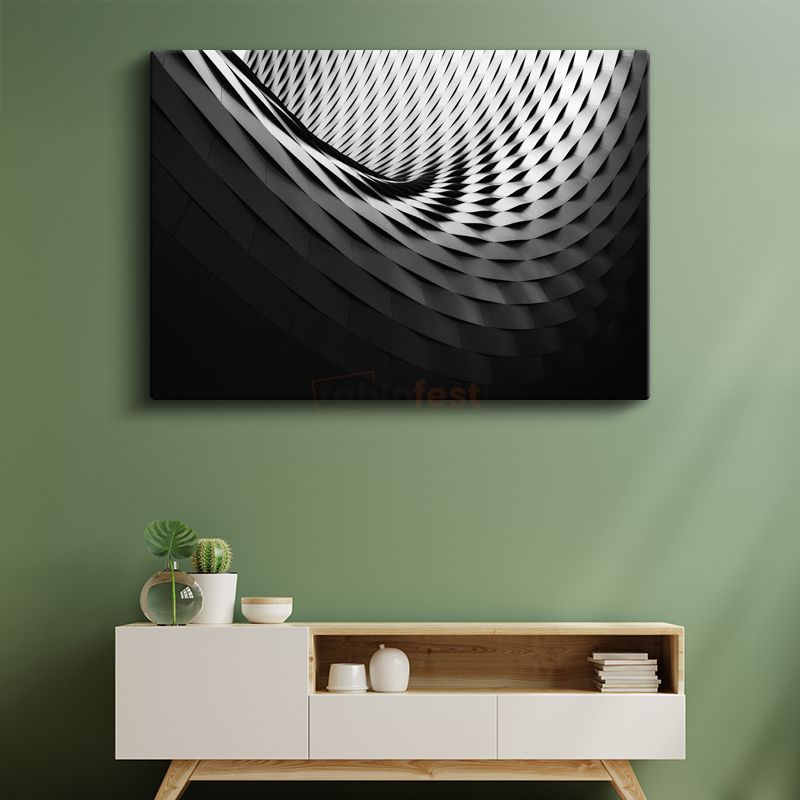 Modern Mimari - Siyah Beyaz Spiral Kanvas Tablo