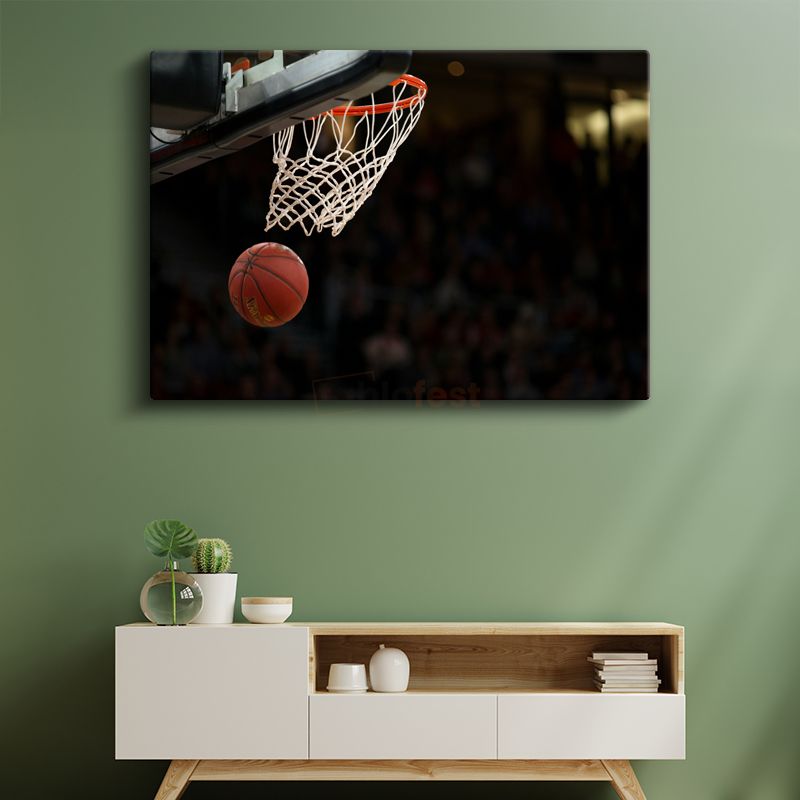 Basketbol Anı - Potaya Yükselen Top Kanvas Tablo