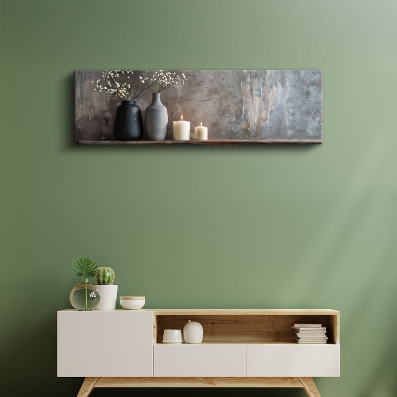 Minimalist Vazo ve Mumlar - Huzur Köşesi Kanvas Tablo
