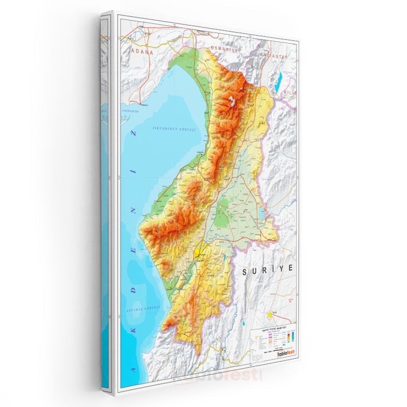 Hatay - Fiziki Haritası Kanvas Tablo