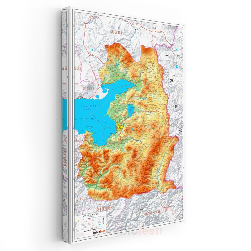 Van - Fiziki Haritası Kanvas Tablo