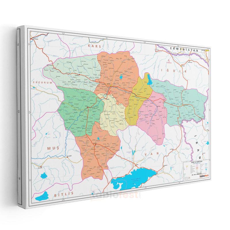 Ağrı - İl Haritası Kanvas Tablo