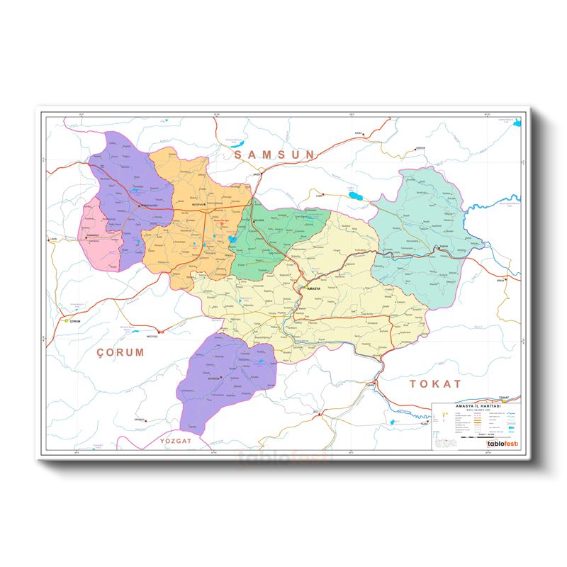 Amasya - İl Haritası Kanvas Tablo
