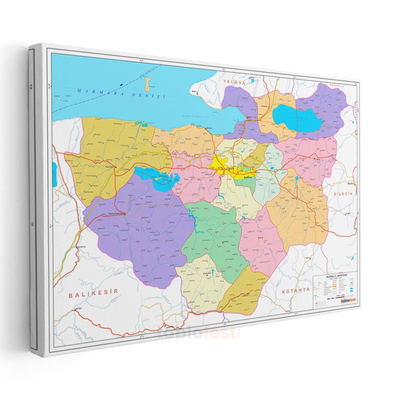 Bursa - İl Haritası Kanvas Tablo