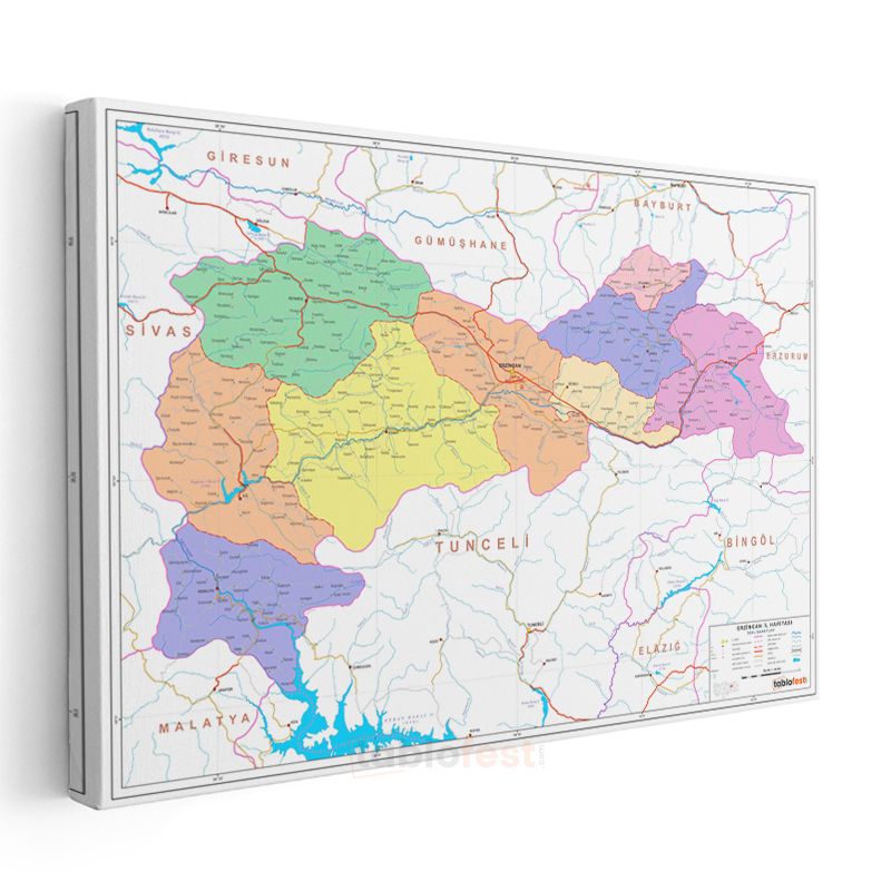 Erzincan - İl Haritası Kanvas Tablo