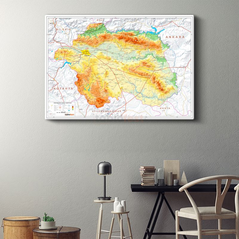 Eskişehir - Fiziki Haritası Kanvas Tablo