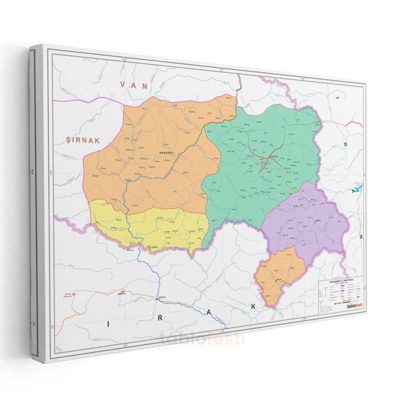 Hakkari - İl Haritası Kanvas Tablo