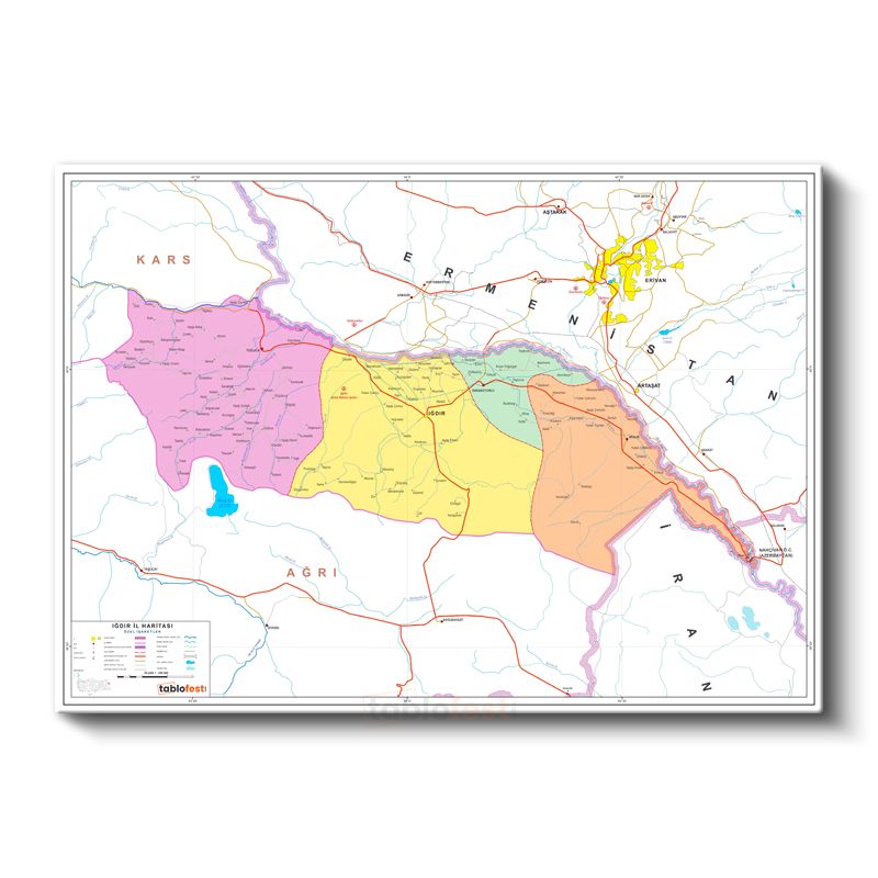 Iğdır - İl Haritası Kanvas Tablo