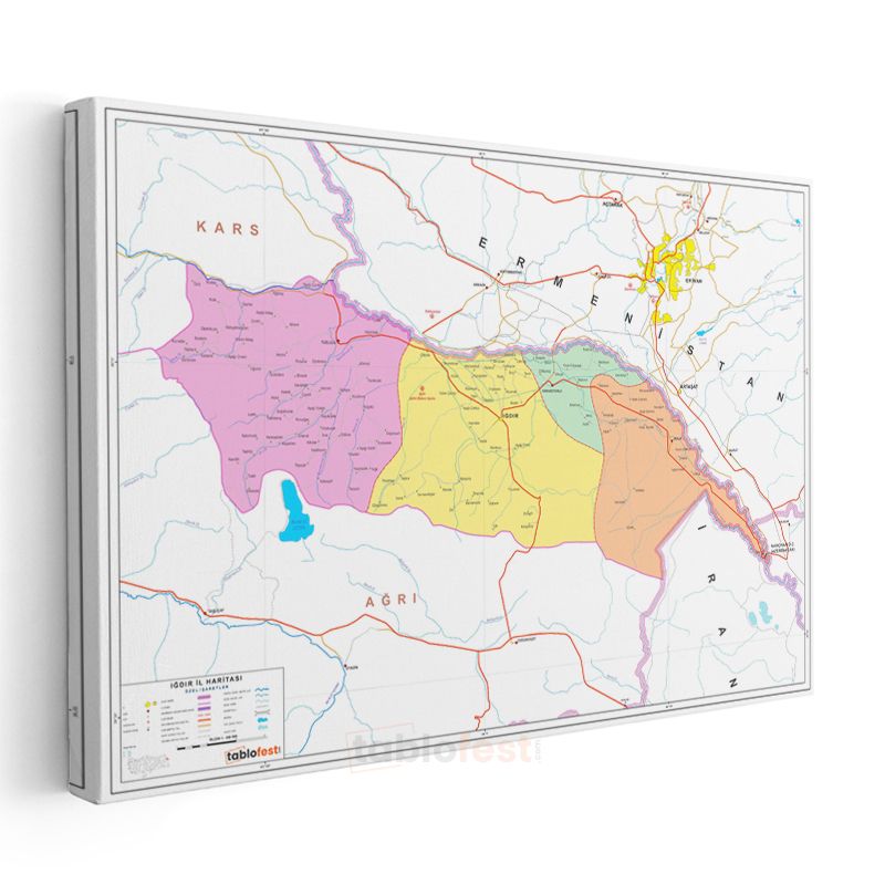 Iğdır - İl Haritası Kanvas Tablo
