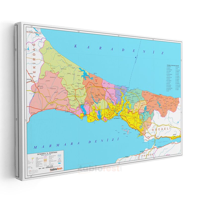 İstanbul - İl Haritası Kanvas Tablo