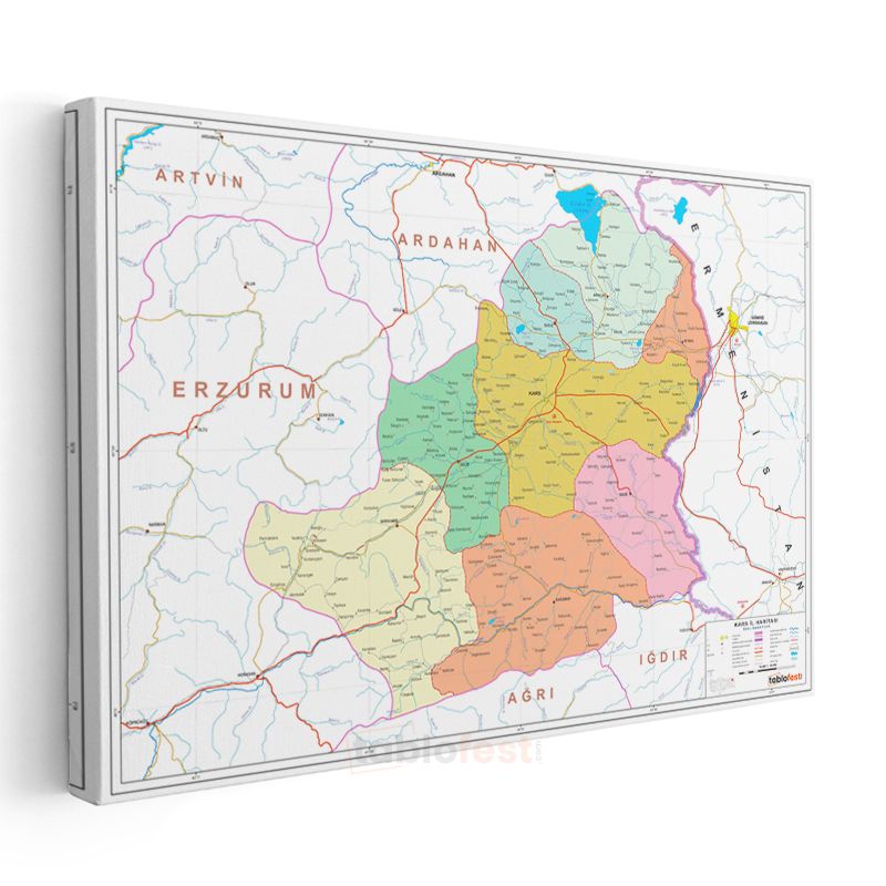 Kars - İl Haritası Kanvas Tablo