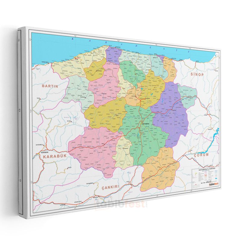 Kastamonu - İl Haritası Kanvas Tablo