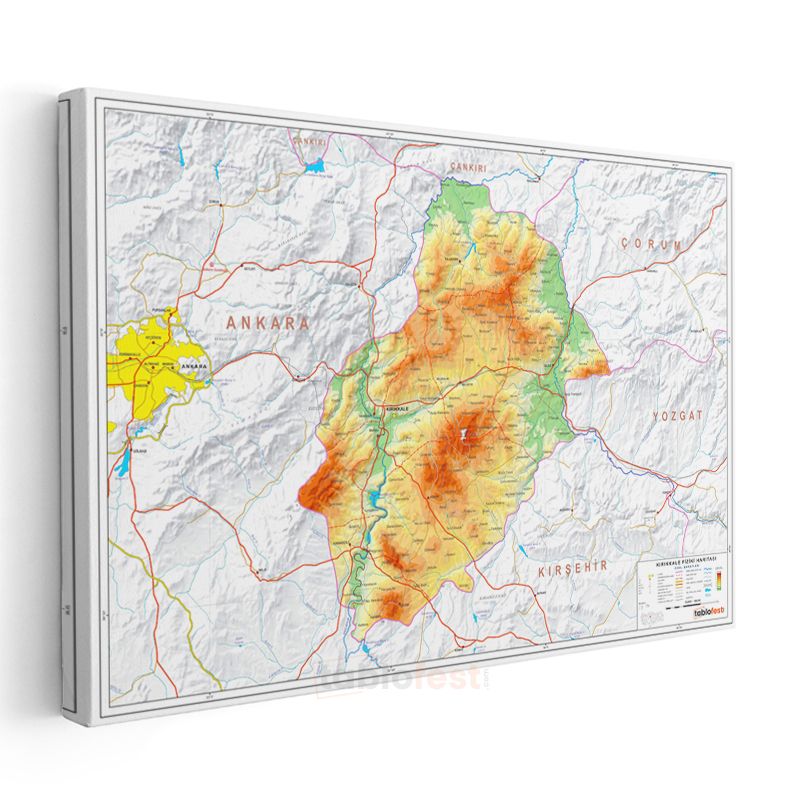 Kırıkkale - Fiziki Haritası Kanvas Tablo