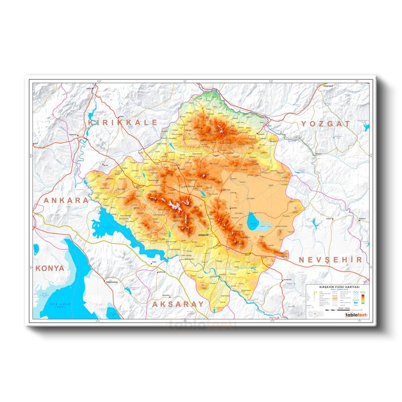 Kırşehir - Fiziki Haritası Kanvas Tablo