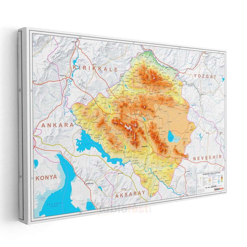 Kırşehir - Fiziki Haritası Kanvas Tablo