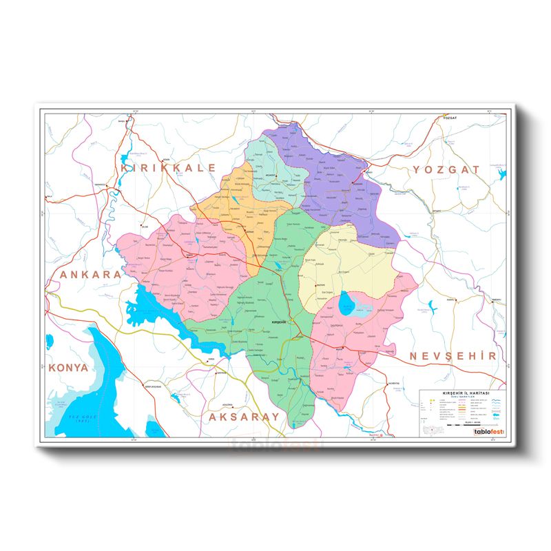 Kırşehir - İl Haritası Kanvas Tablo