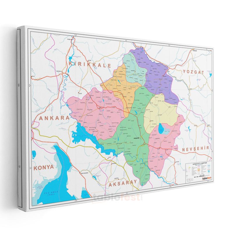 Kırşehir - İl Haritası Kanvas Tablo