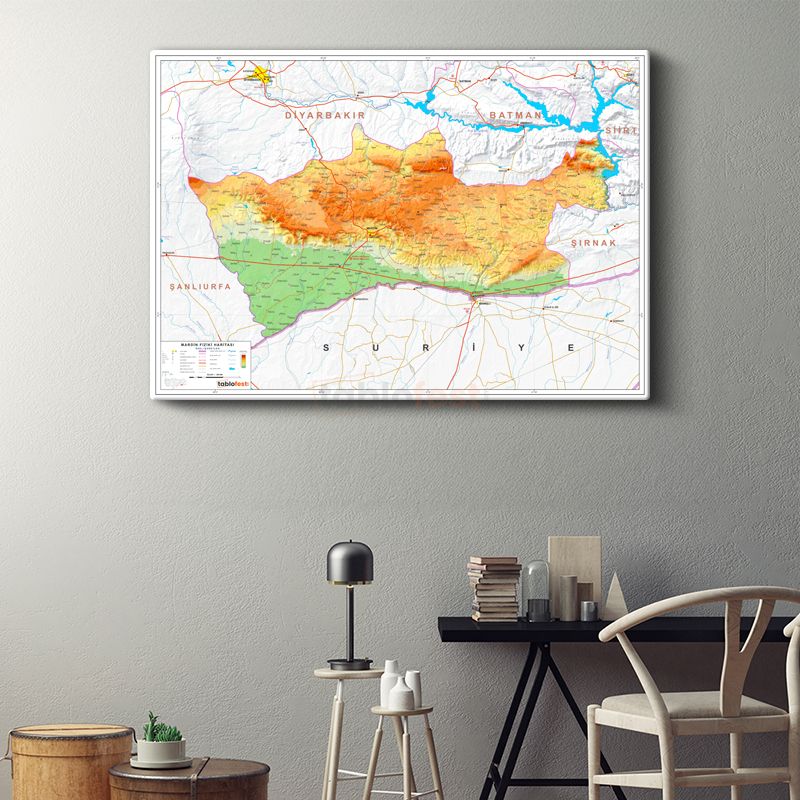 Mardin - Fiziki Haritası Kanvas Tablo