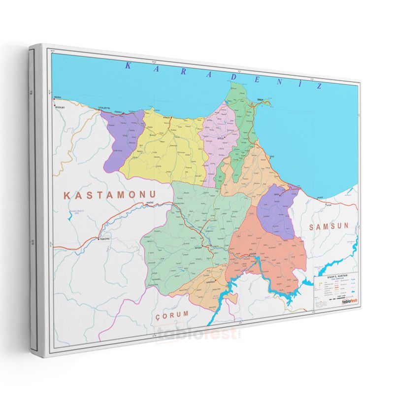 Sinop - İl Haritası Kanvas Tablo
