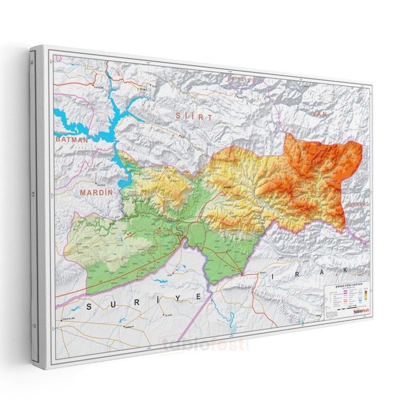 Şırnak - Fiziki Haritası Kanvas Tablo