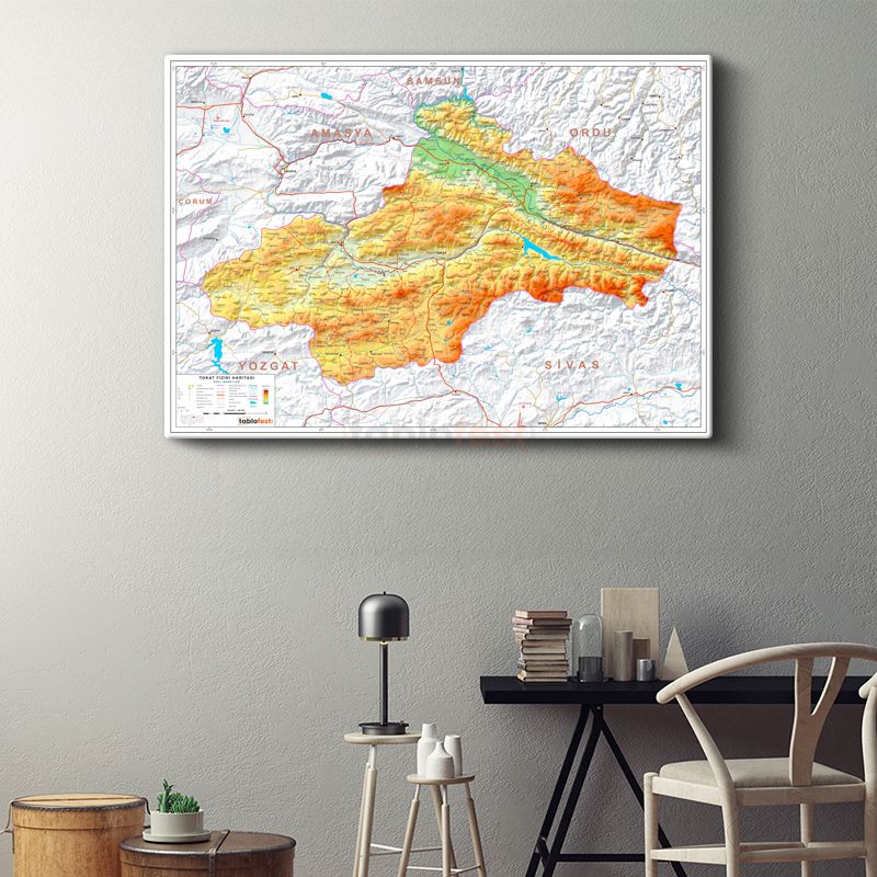 Tokat - Fiziki Haritası Kanvas Tablo