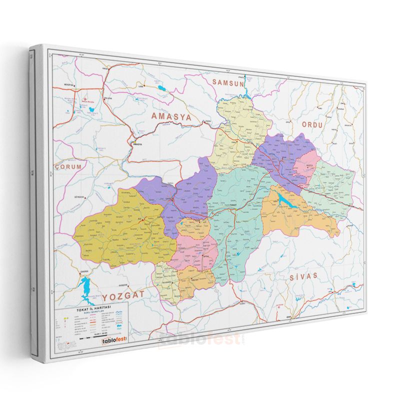 Tokat - İl Haritası Kanvas Tablo