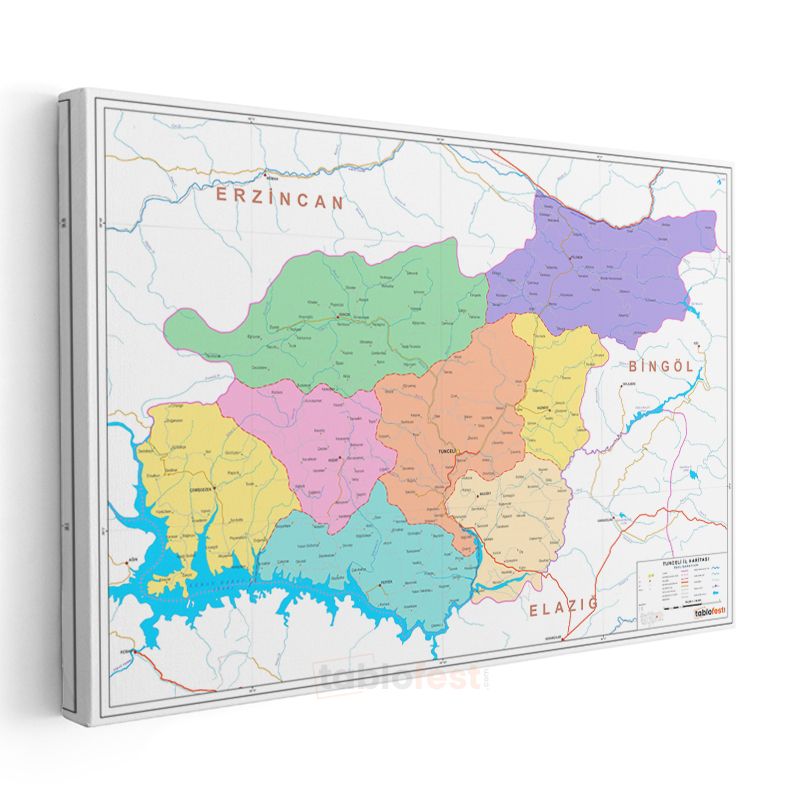Tunceli - İl Haritası Kanvas Tablo
