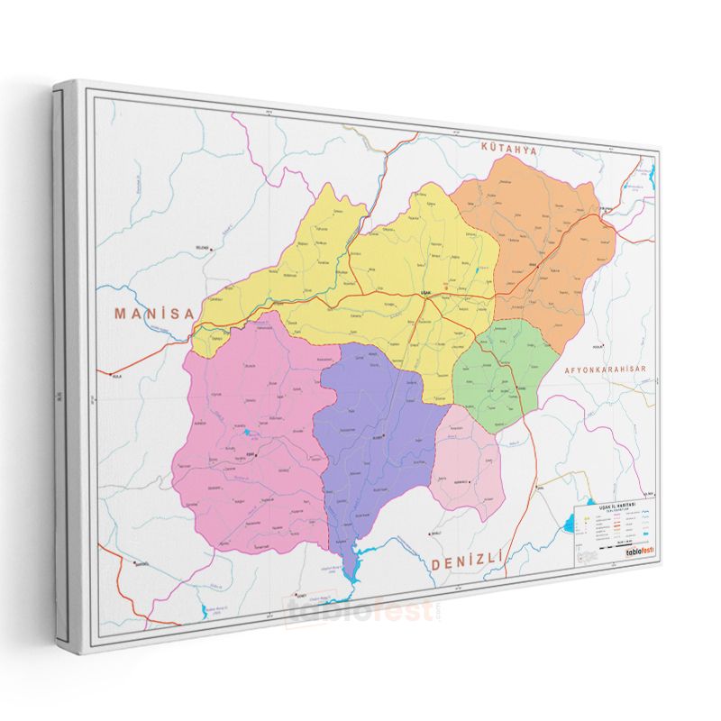 Uşak - İl Haritası Kanvas Tablo