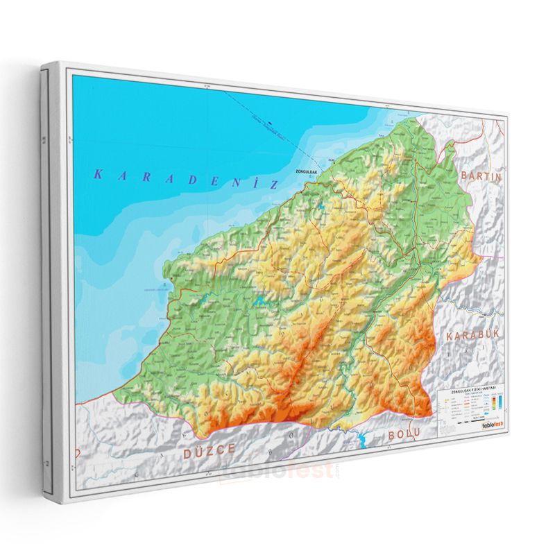 Zonguldak - Fiziki Haritası Kanvas Tablo