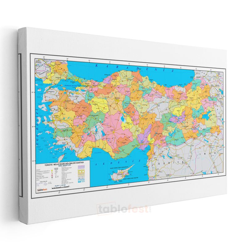 Türkiye - Siyasi Haritası Kanvas Tablo