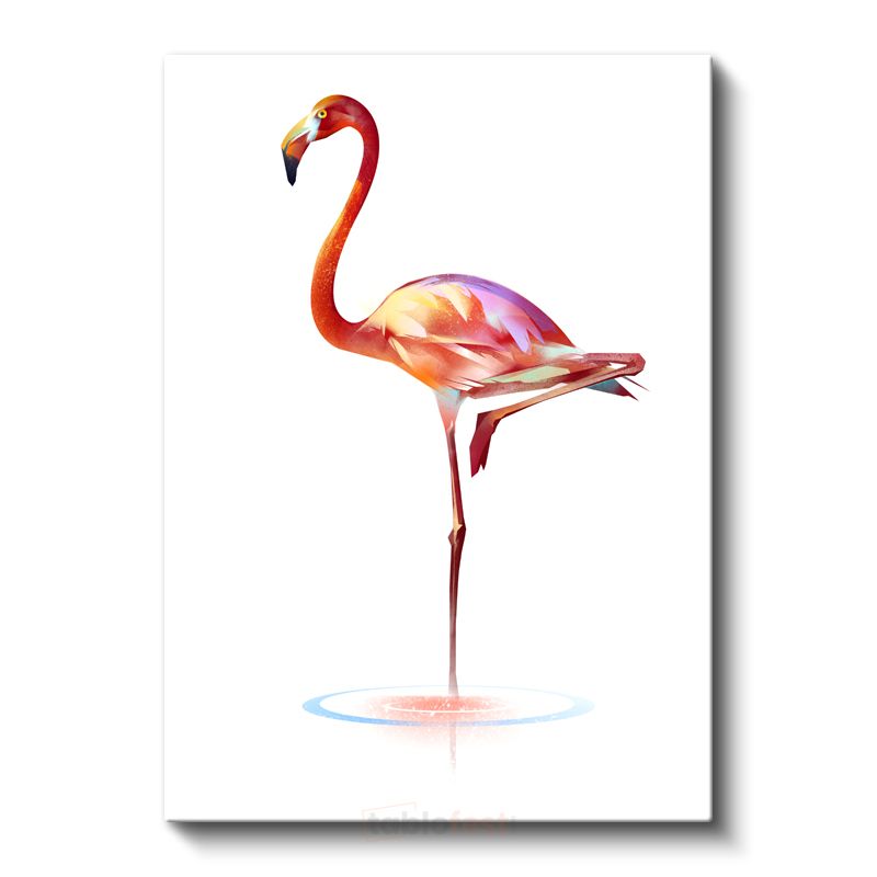 Zarif Flamingo - Tek Ayak Üzerinde Duruş Kanvas Tablo
