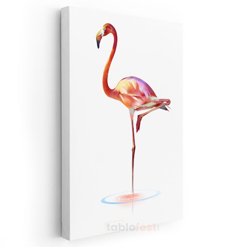 Zarif Flamingo - Tek Ayak Üzerinde Duruş Kanvas Tablo