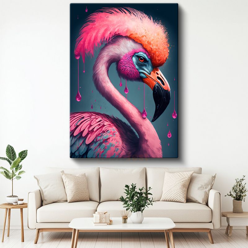 Pembe Flamingo - Egzotik Zarafet Kanvas Tablo