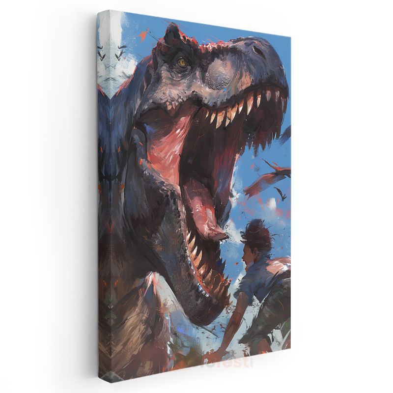 T-Rex Kükreyişi - Tarih Öncesi Çağın Yırtıcı Avcısı Kanvas Tablo