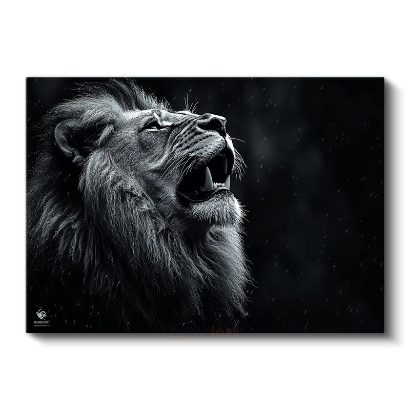 Kükreyen Aslan - Vahşi Doğanın Sesi Kanvas Tablo