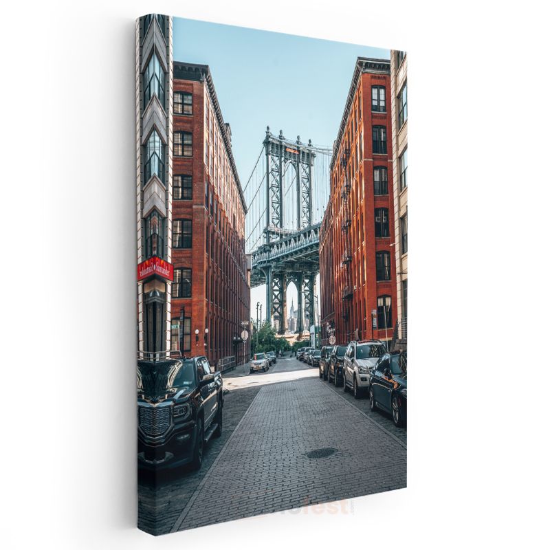 Manhattan Köprüsü - Tuğla Binalar Arasında Kanvas Tablo