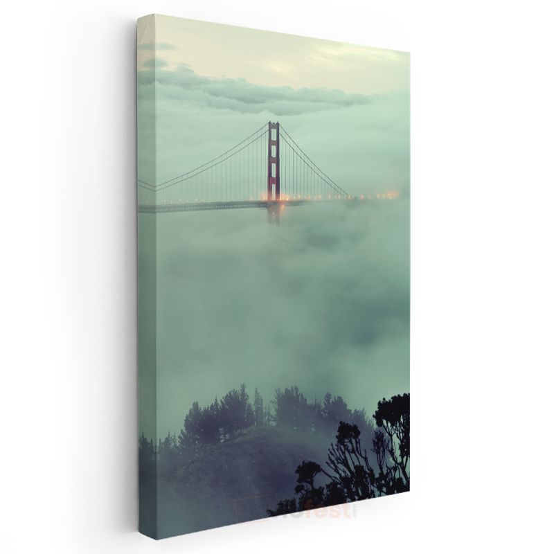 Golden Gate Köprüsü - Sis İçinde Silüet Kanvas Tablo