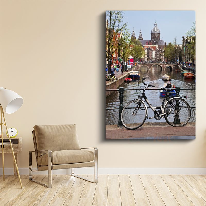 Amsterdam Kanalları - Bisiklet ve Köprüler Kanvas Tablo