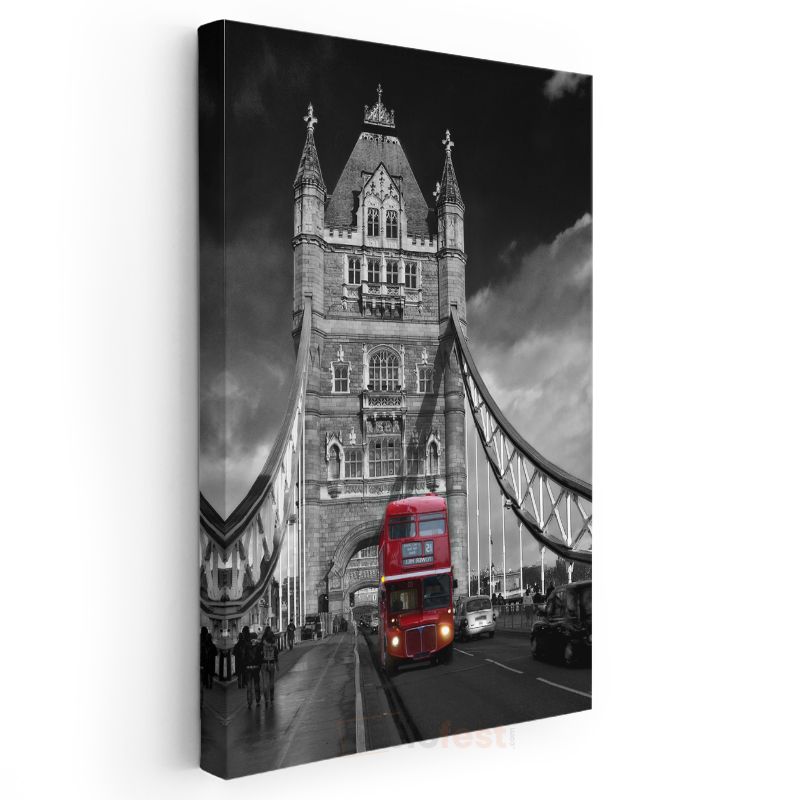 Tower Bridge - Kırmızı Otobüs Kanvas Tablo
