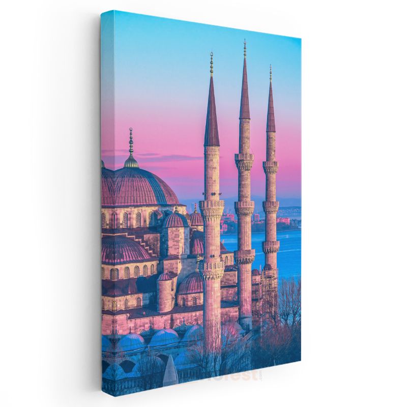 Sultanahmet Camii - Pembe Gökyüzü Kanvas Tablo